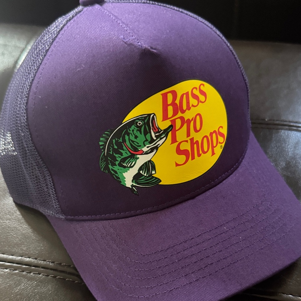 Bass Pro Shops Purple Hat with Green Fish Logo